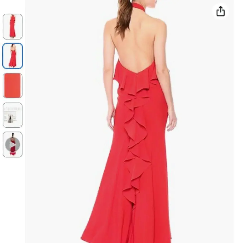NWT Xscape Red Long Halter Low Back Maxi Dress Gown Size 2 / Small - Picture 9 of 9